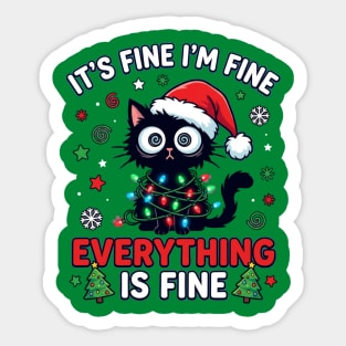Funny Christmas Cat Chaos Humor Sticker